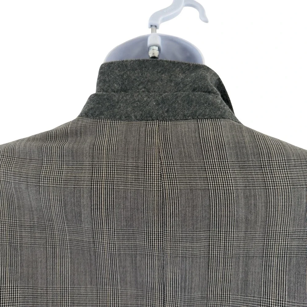 Vintage Cricketeer 2 Piece Suit Mens L Gray Plaid Double Breasted 34x31 USA 90s